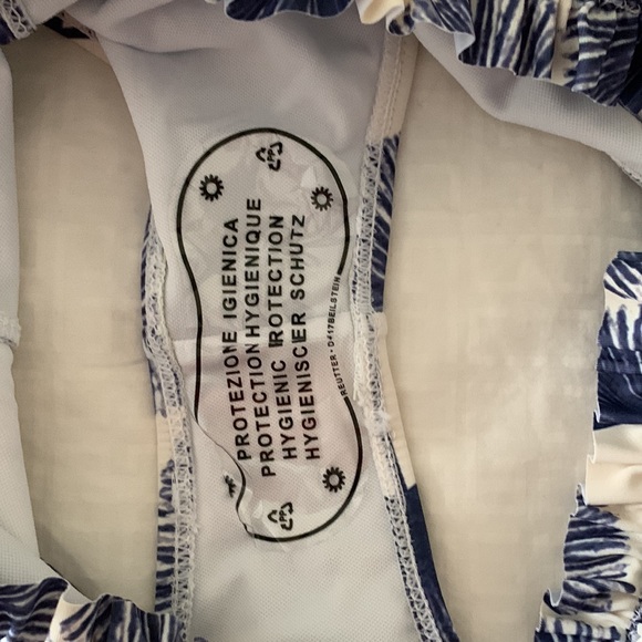 Blue palm leaf high waist bikini set with matching sarong size small never worn - Picture 8 of 9